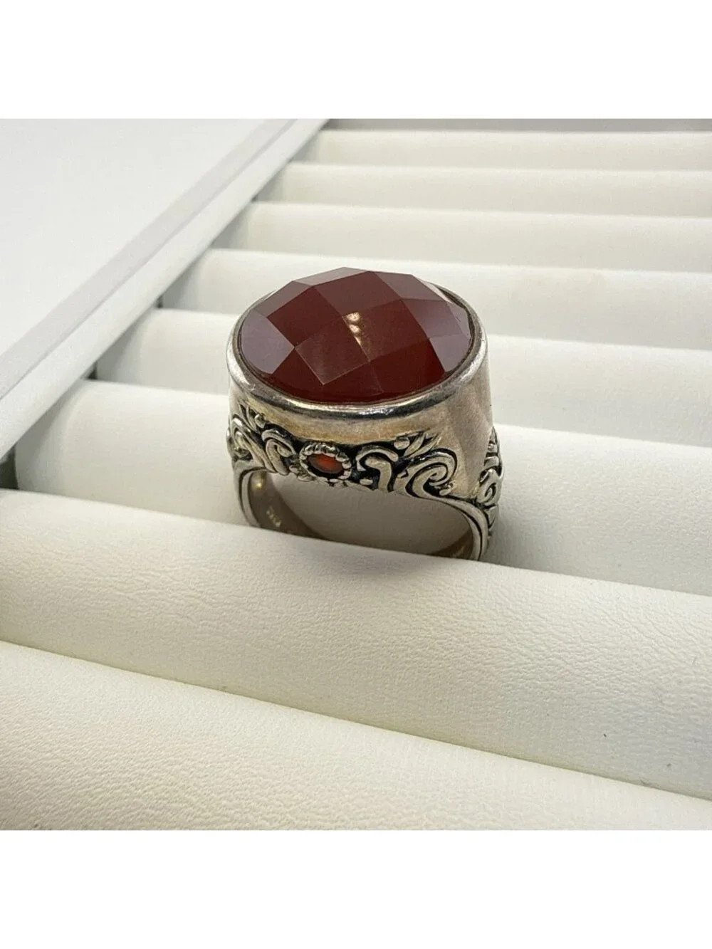 Barse Ring Carnelian Sterling Silver Gemstone size 12 Statement Chunky
